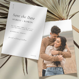 Elegante zwart-wit minimalistische trouwfoto save the date