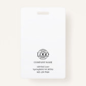 Elegante zwart-wit minimalistische werknemersfoto badge (Achterkant)