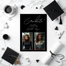 Elegante zwart-wit moderne Afstuderen foto Aankondiging