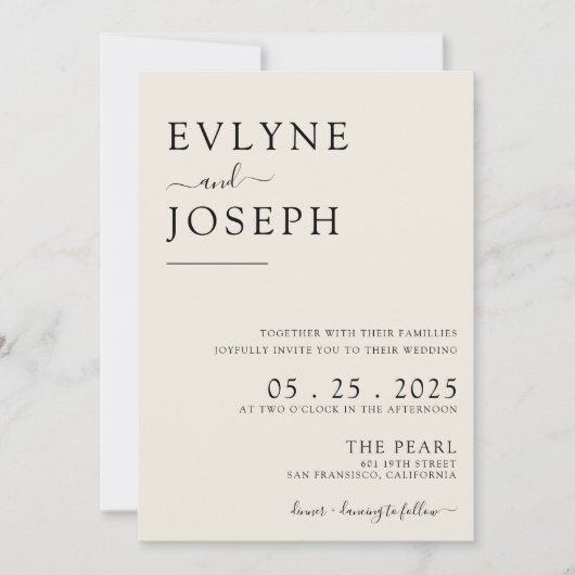 Elegante zwart-wit moderne Boho Chic bruiloft Kaart (Voorkant)