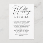 Elegante zwart-wit moderne bruiloft details informatiekaartje (Voorkant)