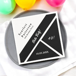 Elegante zwart-wit moderne chique 40e verjaardag servet