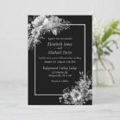 Elegante zwart-wit moderne gotische bruiloft kaart (Staand voorkant)