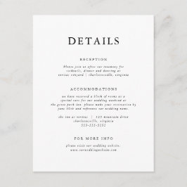 Elegante Zwart & Wit Moderne Klassieker Informatiekaartje