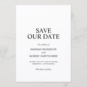 Elegante zwart-wit moderne minimalistische trouwda save the date