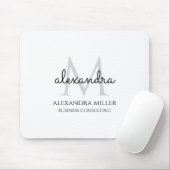 Elegante Zwart-Wit Moderne Monogram Naam Muismat (Met muis)