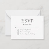Elegante zwart-wit moderne RSVP-kaart Notitiekaartje (Voorkant)