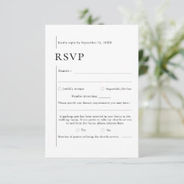Elegante zwart-wit moderne typografie bruiloft RSVP kaartje