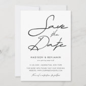 Elegante zwart-wit moderne typografie bruiloft save the date (Voorkant)