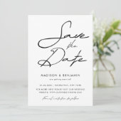 Elegante zwart-wit moderne typografie bruiloft save the date (Staand voorkant)