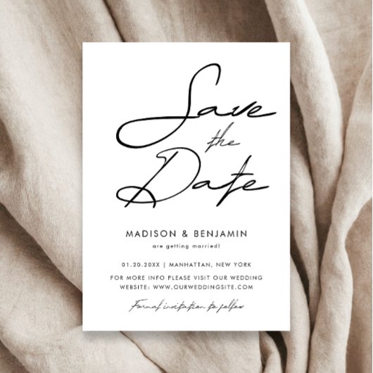 Elegante zwart-wit moderne typografie bruiloft save the date