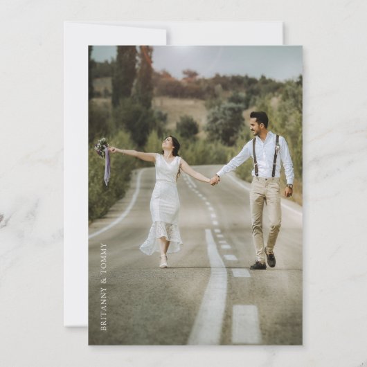 Elegante zwart-wit monochrome trouwfoto kaart (Achterkant)