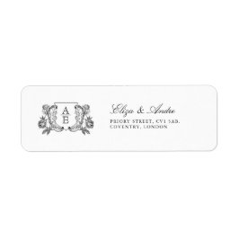 Elegante zwart-wit monogram blad kuif bruiloft etiket