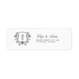 Elegante zwart-wit monogram blad kuif bruiloft etiket
