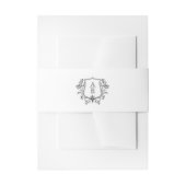 Elegante zwart-wit monogram blad kuif bruiloft uitnodigingen wikkel (Voorkant Voorbeeld)
