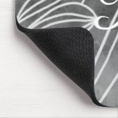 Elegante Zwart-Wit Monogram Bladeren Tekening Muismat (Hoek)