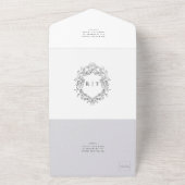 Elegante zwart-wit monogram bruiloft all in one uitnodiging (Buitenkant)