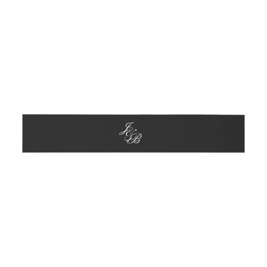 Elegante zwart/wit monogram bruiloft buik band uitnodigingen wikkel (Vlak)