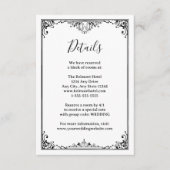 Elegante zwart-wit monogram bruiloft details informatiekaartje (Voorkant)