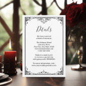 Elegante zwart-wit monogram bruiloft details informatiekaartje