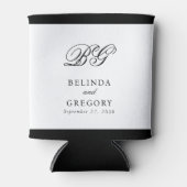 Elegante zwart wit monogram bruiloft gunst blikjeskoeler (Voorkant)