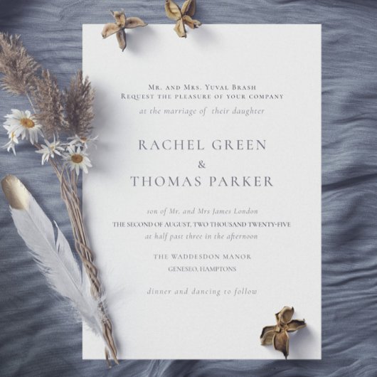 Elegante zwart-wit monogram bruiloft kaart