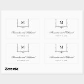 Elegante zwart-wit  Monogram bruiloft Rechthoekige Sticker (Vel)