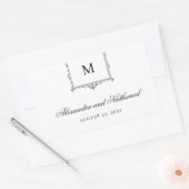 Elegante zwart-wit  Monogram bruiloft Rechthoekige Sticker (Envelop)