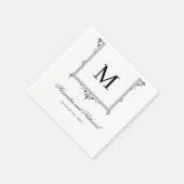 Elegante zwart-wit  Monogram bruiloft Servet (Hoek)