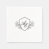 Elegante zwart-wit monogram bruiloft servetten (Voorkant)