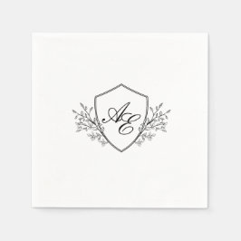Elegante zwart-wit monogram bruiloft servetten