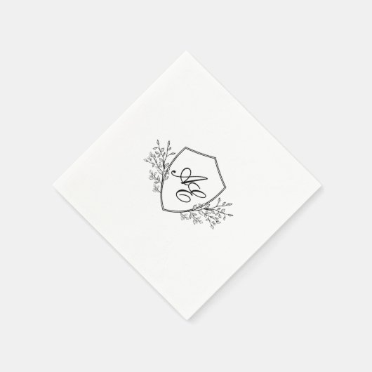 Elegante zwart-wit monogram bruiloft servetten (Hoek)