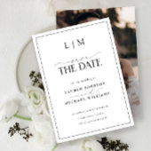 Elegante zwart-wit monogram foto bruiloft save the date