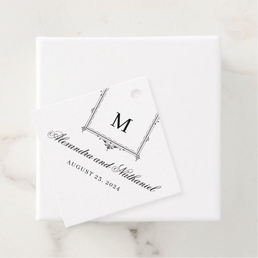 Elegante zwart-wit Monogram Gift Labels (In situ)