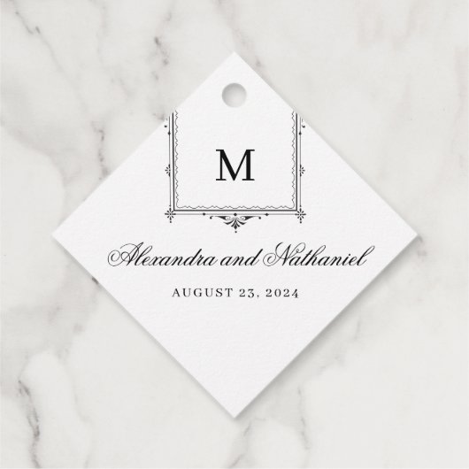 Elegante zwart-wit  Monogram Gift Labels (Achterkant)
