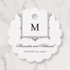 Elegante zwart-wit  Monogram Gift Labels