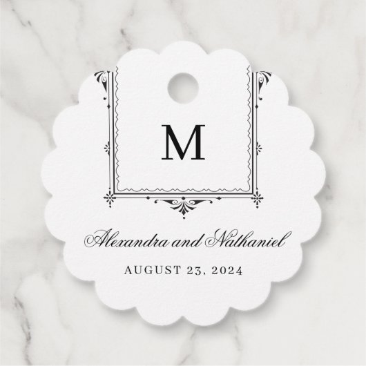 Elegante zwart-wit  Monogram Gift Labels (Achterkant)