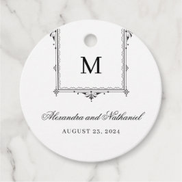 Elegante zwart-wit  Monogram Gift Labels