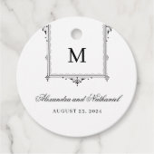 Elegante zwart-wit  Monogram Gift Labels (Voorkant)