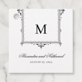 Elegante zwart-wit  Monogram Gift Labels