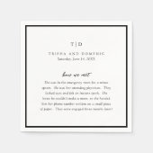 Elegante zwart-wit monogram moderne bruiloft servet (Voorkant)