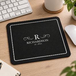 Elegante zwart-wit monogram muismat