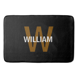 Elegante Zwart&Wit Monogram naam Badmat