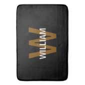 Elegante Zwart&Wit Monogram naam Badmat (Voorkant Verticaal)