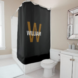 Elegante Zwart&Wit Monogram naam Douchegordijn
