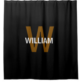 Elegante Zwart&Wit Monogram naam Douchegordijn