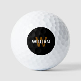 Elegante Zwart&Wit Monogram naam Golfballen