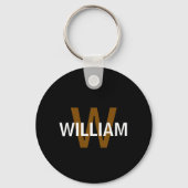 Elegante Zwart&Wit Monogram naam Sleutelhanger (Voorkant)