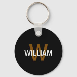 Elegante Zwart&Wit Monogram naam Sleutelhanger