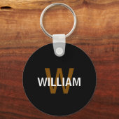 Elegante Zwart&Wit Monogram naam Sleutelhanger (Achterkant)